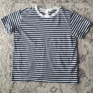 H and M Striped Black And White Short Sleeve Crew Neck Tee Shirt H&M
